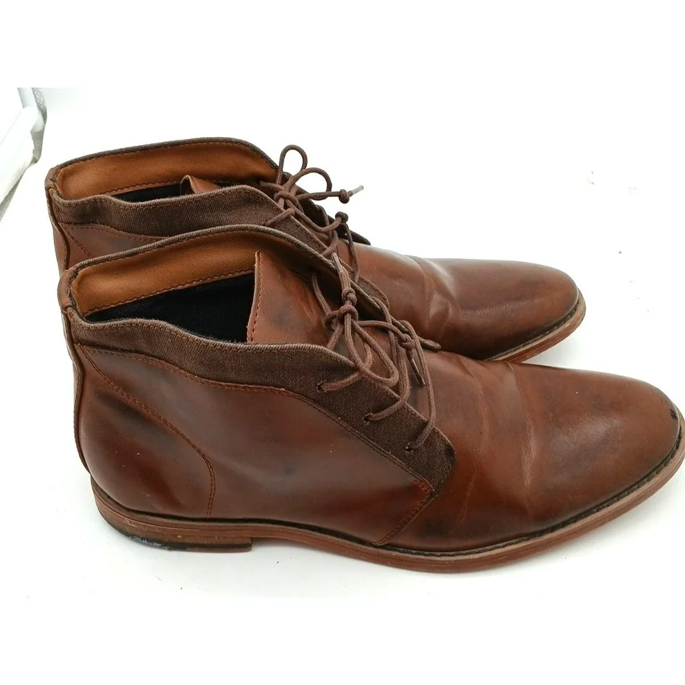 Call It Spring Mens Leather Chukka Chelsea Boots Ankle Brown Lace Up Shoes 11